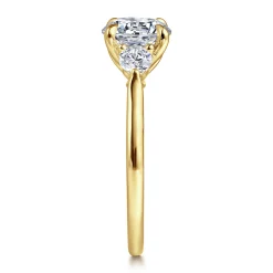 Gabriel & Co. Madison - 14K Yellow Gold Round Three Stone Lotus Diamond Engagement Ring