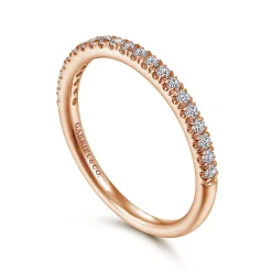 Gabriel & Co. Madrid - 14K Rose Gold French Pave Diamond Wedding Band - 0.25 ct