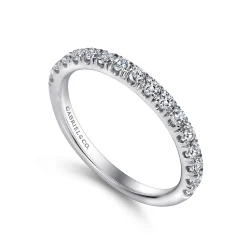 Discount Gabriel & Co. Madrid - 14K White Gold French Pave Diamond Wedding Band - 0.5 ct
