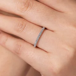 Outlet Gabriel & Co. Madrid - 14K White Gold French Pave Diamond Wedding Band - 0.25 ct
