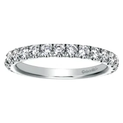 Hot Gabriel & Co. Madrid - 14K White Gold French Pave Diamond Wedding Band - 0.72 ct