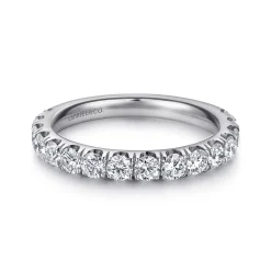 Gabriel & Co. Madrid - 14K White Gold French Pave Diamond Wedding Band - 1 ct
