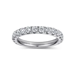 Gabriel & Co. Madrid - 14K White Gold French Pave Diamond Wedding Band - 1 ct