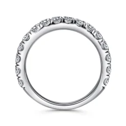 Gabriel & Co. Madrid - 14K White Gold French Pave Diamond Wedding Band - 1 ct