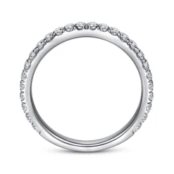 Clearance Gabriel & Co. Madrid - 14K White Gold French Pave Diamond Wedding Band - 0.55 ct