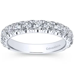 Best Gabriel & Co. Madrid - 14K White Gold French Pave Set Diamond Wedding Band - 1.5 ct