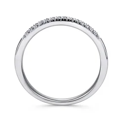 Clearance Gabriel & Co. Madrid - 14K White Gold French Pave Set Diamond Wedding Band - 0.1 ct