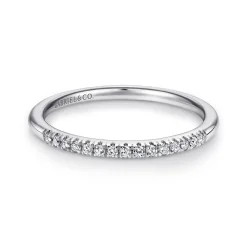 Clearance Gabriel & Co. Madrid - 14K White Gold French Pave Set Diamond Wedding Band - 0.1 ct