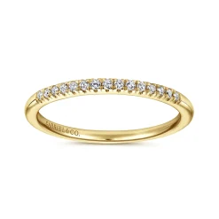 Hot Gabriel & Co. Madrid - 14K Yellow Gold French Pave Set Diamond Wedding Band - 0.1 ct