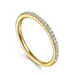 Sale Gabriel & Co. Madrid - 14K Yellow Gold French Pave Diamond Wedding Band - 0.25 ct