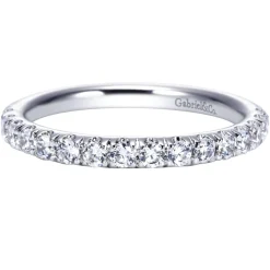 New Gabriel & Co. Madrid - Platinum French Pave Diamond Wedding Band - 0.5 ct