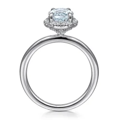 New Gabriel & Co. Maeva - 14K White Gold Oval Halo Aquamarine and Diamond Engagement Ring