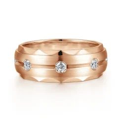 Gabriel & Co. Magnus - 14K Rose Gold Diamond Men's Wedding Ring in Satin Finish