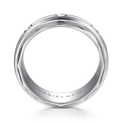 Outlet Gabriel & Co. Magnus - 14K White Gold Diamond Men's Wedding Ring in Satin Finish