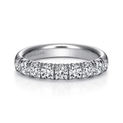 Online Gabriel & Co. Malaga - 14K White Gold 9 Stone French Pave Diamond Wedding Band - 0.7 ct