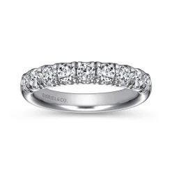 Online Gabriel & Co. Malaga - 14K White Gold 9 Stone French Pave Diamond Wedding Band - 0.7 ct