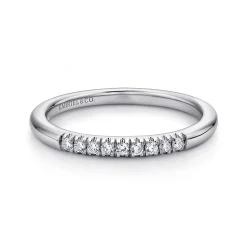 New Gabriel & Co. Malaga - 14K White Gold 9 Stone French Pave Set Diamond Wedding Band - 0.1 ct