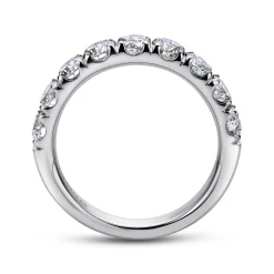 New Gabriel & Co. Malaga - 14K White Gold 9 Stone French Pave Set Diamond Wedding Band - 1.4 ct