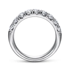 New Gabriel & Co. Malaga - 14K White Gold 9 Stone French Pave Diamond Wedding Band - 0.95 ct