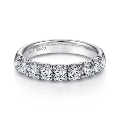 New Gabriel & Co. Malaga - Platinum 9 Stone French Pave Diamond Wedding Band - 0.95 ct