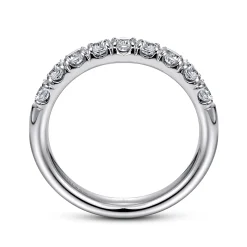 Outlet Gabriel & Co. Malaga - Platinum 9 Stone French Pave Diamond Wedding Band - 0.7 ct