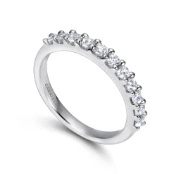 Clearance Gabriel & Co. Manila - 14K White Gold 11 Stone Shared Prong Diamond Anniversary Band - 0.5 ct