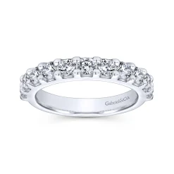 Gabriel & Co. Manila - 14K White Gold 11 Stone Shared Prong Set Diamond Wedding Band - 0.95 ct