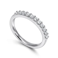 Clearance Gabriel & Co. Manila - 14K White Gold 11 Stone Shared Prong Diamond Anniversary Band - 0.3 ct