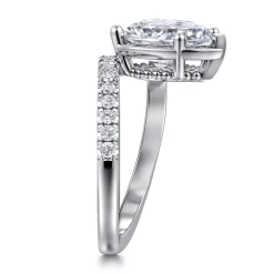 New Gabriel & Co. Margo - 14K White Gold Bezel Prong Pear Shape Wrap Engagement Ring