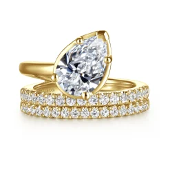 Hot Gabriel & Co. Margo - 14K Yellow Gold Bezel Prong Pear Shape Wrap Engagement Ring