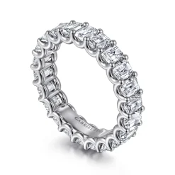 Online Gabriel & Co. Mariposa - 14K White Gold Scallop Setting Emerald Cut Diamond Eternity Band - 3.3 ct