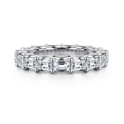 Hot Gabriel & Co. Mariposa - 14K White Gold Scallop Setting East West Emerald Cut Diamond Eternity Band - 2.9 ct