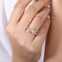 Outlet Gabriel & Co. Marissa - 14K Rose Gold Morganite and Diamond Halo Engagement Ring