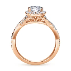 Best Gabriel & Co. Marissa - 14K Rose Gold Round Halo Diamond Engagement Ring