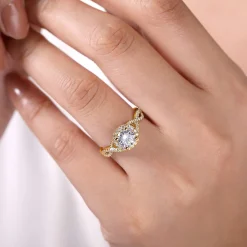 Hot Gabriel & Co. Marissa - 14K Yellow Gold Round Halo Diamond Engagement Ring
