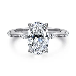 Clearance Gabriel & Co. Marline - 14K White Gold Oval Diamond Engagement Ring