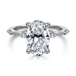 Best Gabriel & Co. Marline - 14K White Gold Oval Diamond Engagement Ring