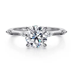 Hot Gabriel & Co. Marline - 14K White Gold Round Diamond Engagement Ring