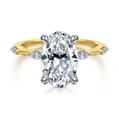Best Gabriel & Co. Marline - 14K White-Yellow Gold Oval Diamond Engagement Ring