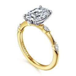 Discount Gabriel & Co. Marline - 14K White-Yellow Gold Oval Diamond Engagement Ring