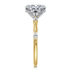 New Gabriel & Co. Marline - 14K White-Yellow Gold Oval Diamond Engagement Ring