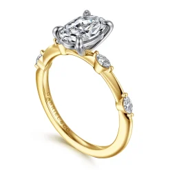 New Gabriel & Co. Marline - 14K White-Yellow Gold Oval Diamond Engagement Ring