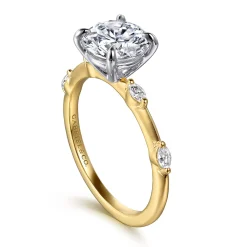 Outlet Gabriel & Co. Marline - 14K White -Yellow Gold Round Diamond Engagement Ring