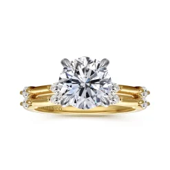 Outlet Gabriel & Co. Marline - 14K White -Yellow Gold Round Diamond Engagement Ring