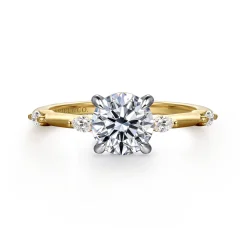 Outlet Gabriel & Co. Marline - 14K White -Yellow Gold Round Diamond Engagement Ring