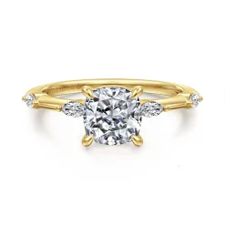Sale Gabriel & Co. Marline - 14K Yellow Gold Cushion Cut Diamond Engagement Ring