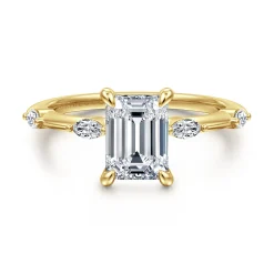 Hot Gabriel & Co. Marline - 14K Yellow Gold Emerald Cut Diamond Engagement Ring
