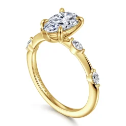 Best Gabriel & Co. Marline - 14K Yellow Gold Pear Shape Diamond Engagement Ring