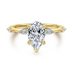 Best Gabriel & Co. Marline - 14K Yellow Gold Pear Shape Diamond Engagement Ring