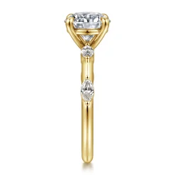 Best Gabriel & Co. Marline - 14K Yellow Gold Round Diamond Engagement Ring